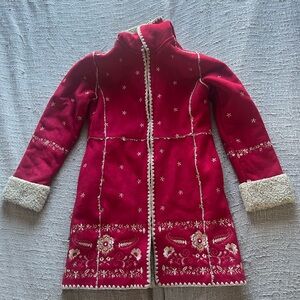 EUC Girl’s Gap red faux suede coat Sherpa lined sz 10